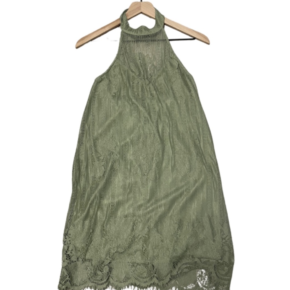 Green Halter Lace Dress